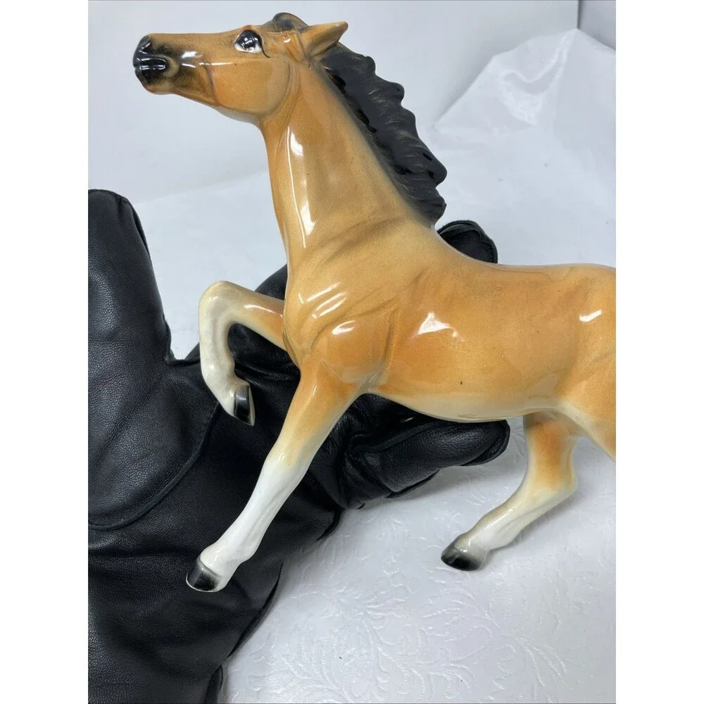 Vintage Wales Japan Ceramic Horse Figurine Porcelain Mustang Equestrian 7“